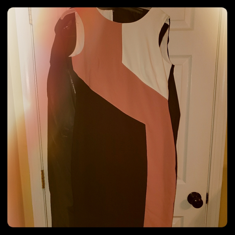 White house black market diagonal colorblock dress